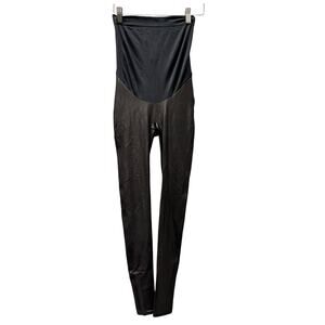 Spanx Pants Womens Small MAMA MATERNITY Faux Leather Black Leggings High Waist